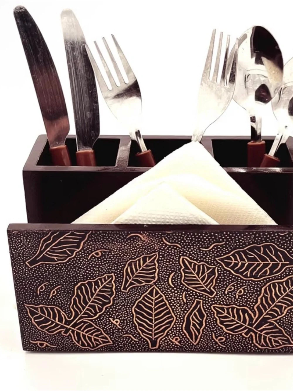 Wooden Napkin Stand with Cutlery Holder | Cutlery Stand |
